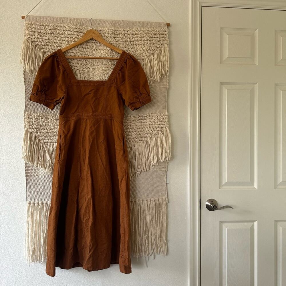 Madewell Seamed Puff Sleeve Midi Dress - Picture 7 of 7